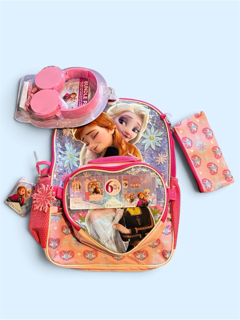 Disney Frozen Anna & Elsa Backpack 6 Pc Set Bundle NWT Kids Girls